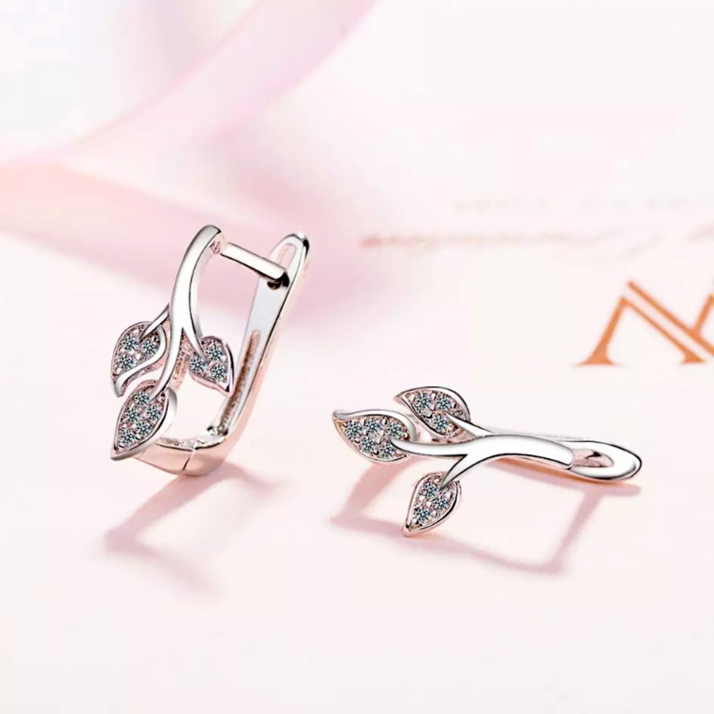 Sterling Silver 925 Leaves Earrings